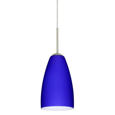 Riva 9 Cord Pendant, Cobalt Blue Matte, Satin Nickel Finish, 1x9W LED